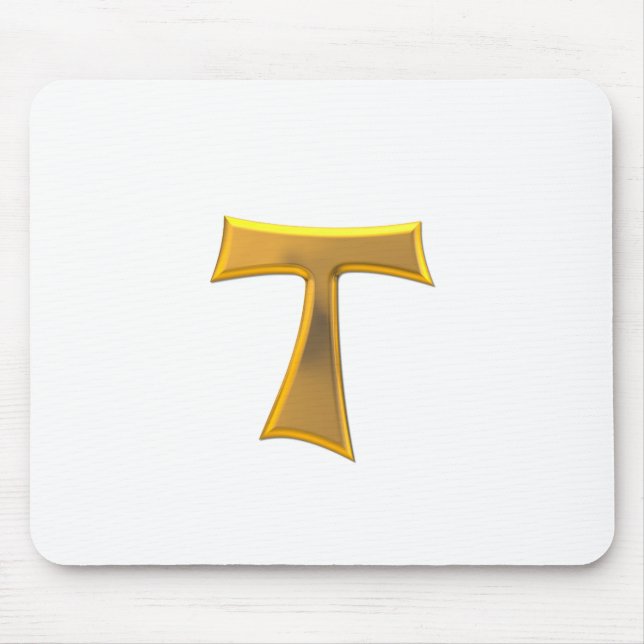 Golden 3-D Look Franciscan Tau Cross Mousepad (Vorne)