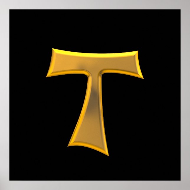 Golden 3-D Look Franciscan Tau Cross Poster (Vorne)