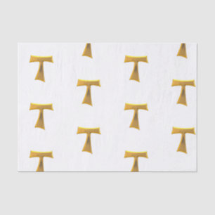 Golden 3-D Look Franciscan Tau Cross Seidenpapier