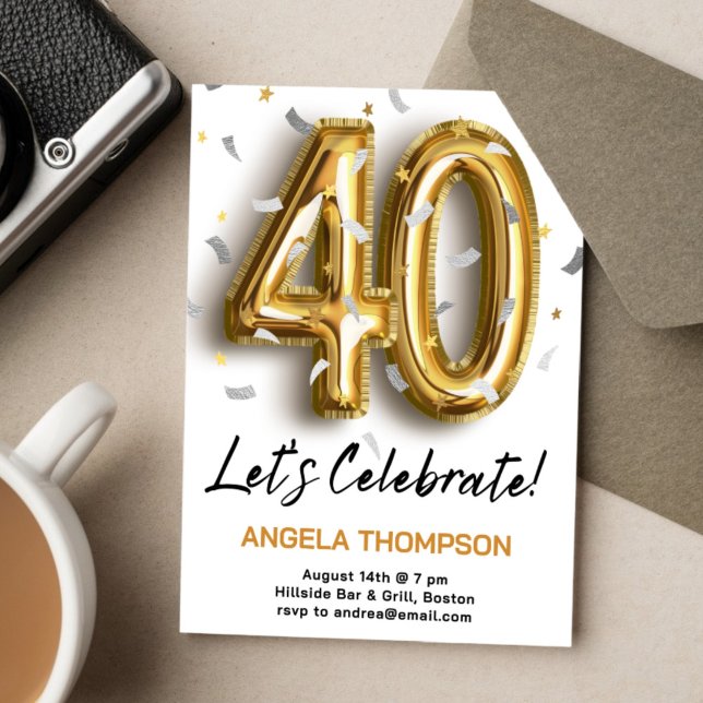 Golden 40 Years Birthday Invitation Einladung (Von Creator hochgeladen)
