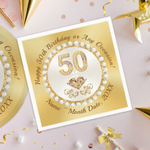 Golden, 50. Geburtstag Napkins Personalisiert,