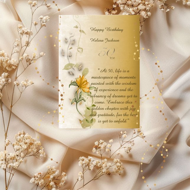 Golden 50. Geburtstagskarte Einladung (Von Creator hochgeladen)