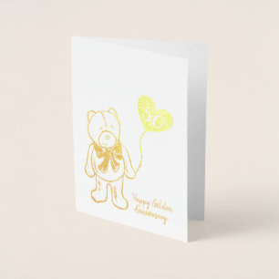 Golden 50. Hochzeitstag Ehemann Teddy Bär Folienkarte