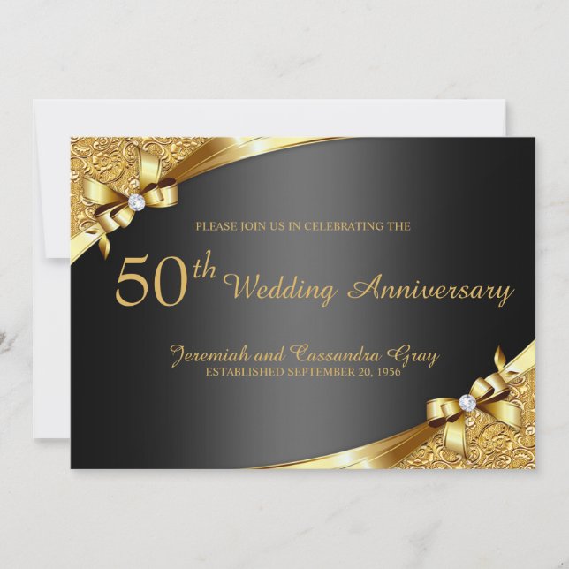 Golden 50. Hochzeitstag Einladung (Vorderseite)
