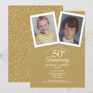 Golden 50. Hochzeitstag Foto der Kindheit Einladung
