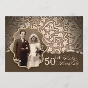 Golden 50. Hochzeitstag Foto Einladungen