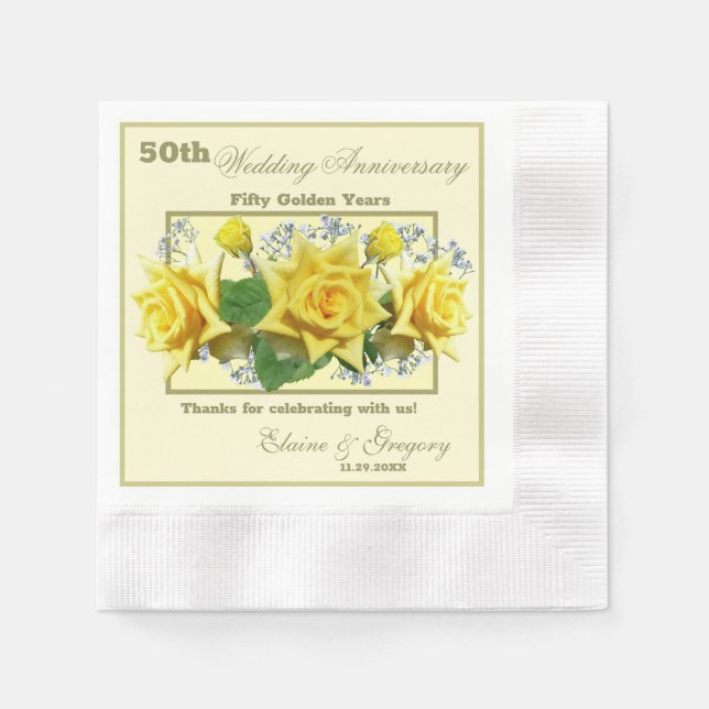 Golden 50. Hochzeitstag Serviette (Vorderseite)