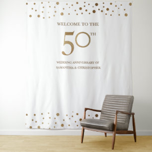 Golden 50 Jahre alt Hochzeitsfest Foto Hintergrund Wandteppich