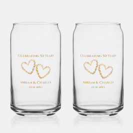 Golden 50 th Wedding Anniversary Heart Personalisi Dosenglas