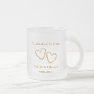Golden 50 th Wedding Anniversary Heart Personalisi Mattglastasse