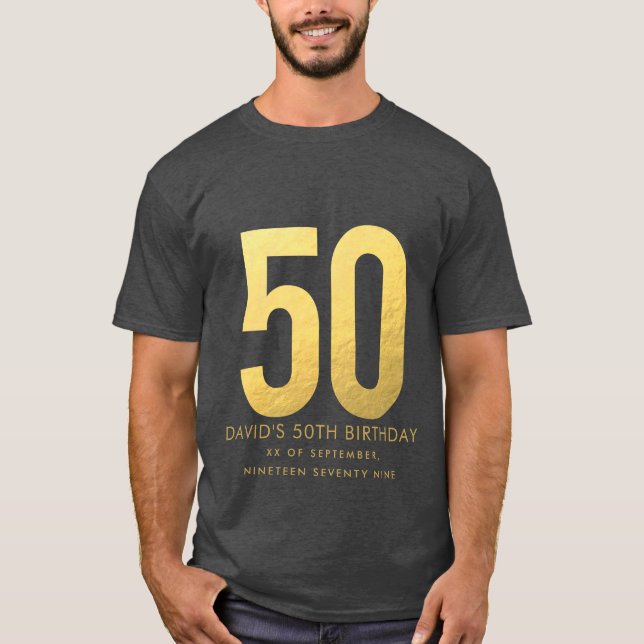 Golden 50 th Wedding Anniversary Personalisiertes  T-Shirt (Vorderseite)