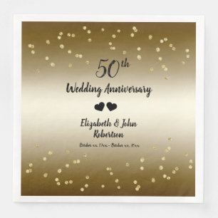 Golden 50. Wedding Anniversary Confetti Elegant Serviette
