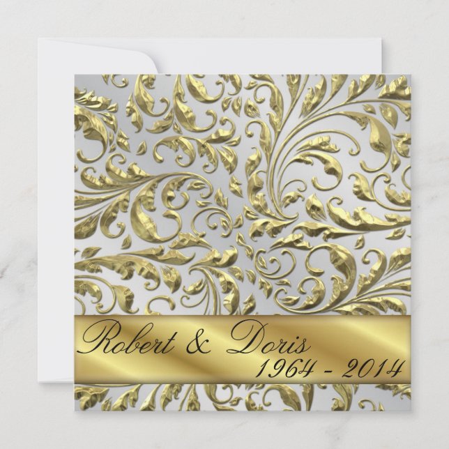 Golden 50. Wedding Anniversary Einladung Gold (Vorderseite)