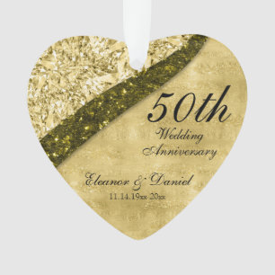 Golden 50. Wedding Anniversary Keepake Ornament