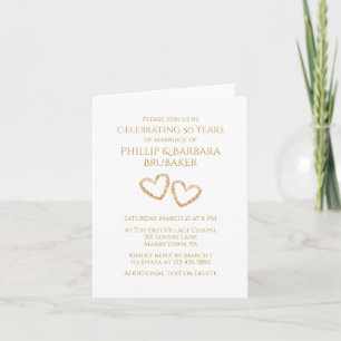 Golden 50. Wedding Anniversary Party Herz Custom Einladung