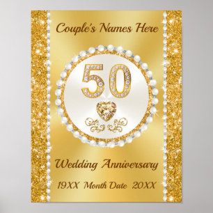 Golden, 50. Wedding Anniversary Poster
