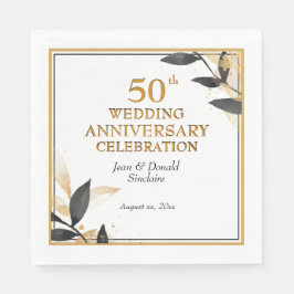 Golden 50. Wedding Jubiläum, Black and Gold, Serviette