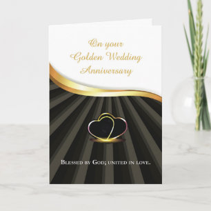 Golden 50. Wedding Religious Anniversary Heart Karte