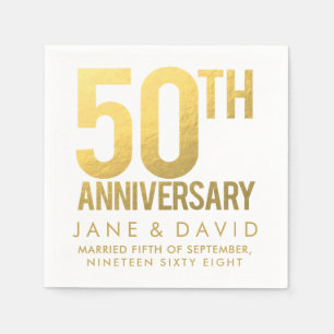 Golden 50th Wedding Anniversary Personalisiert Pap Serviette