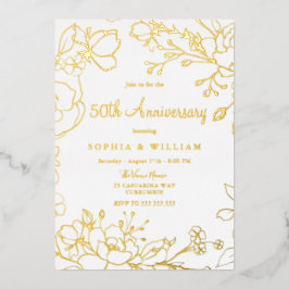 Golden 50th Wedding Anniversary Real Gold Folieneinladung