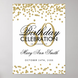 Golden 60. Geburtstag Glitzer Confetti White Poster