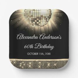 Golden 60. Geburtstagsparty 70's Disco Ball Pappteller