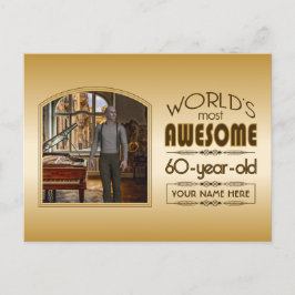 Golden 60. Geburtstagswelt - bester Custom Foto Fr Einladungspostkarte