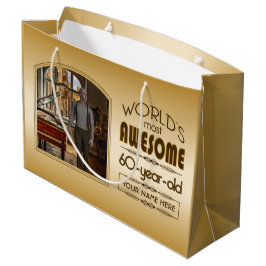 Golden 60. Geburtstagswelt - bester Custom Foto Fr Große Geschenktüte