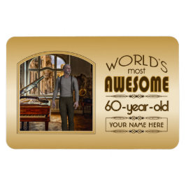 Golden 60. Geburtstagswelt - bester Custom Foto Fr Magnet