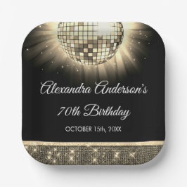 Golden 70. Geburtstagsparty 70's Disco Ball Pappteller