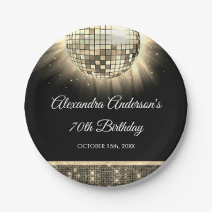 Golden 70. Geburtstagsparty 70's Disco Ball Pappteller
