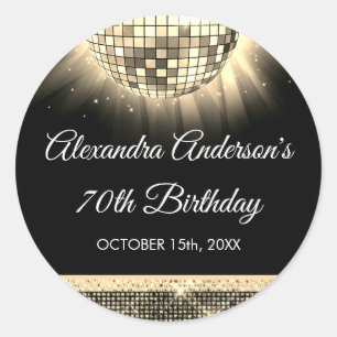 Golden 70. Geburtstagsparty 70's Disco Ball Runder Aufkleber