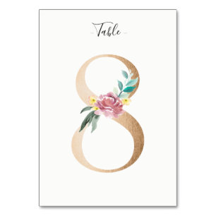 Golden 8 Floral Tischnummer Card