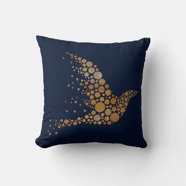 Golden Abstact Bird Pillow Kissen (Vorderseite)