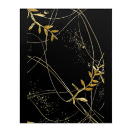 Golden Abstract Botanical Lines Acrylic Wall Art Acryl Wandkunst