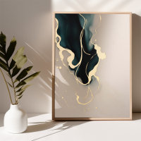 Golden Abstrakt Art Illuminiertes Poster Foil Gold