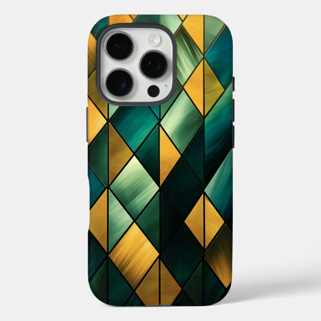 Golden Abstrakt Green Geometric Case-Mate iPhone Hülle (Rückseite)