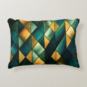 Golden Abstrakt Green Geometric Dekokissen