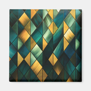 Golden Abstrakt Green Geometric Magnet
