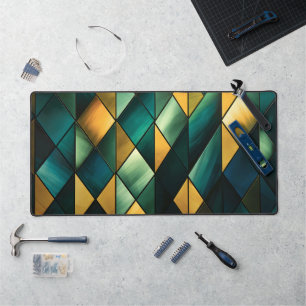 Golden Abstrakt Green Geometric Schreibtischunterlage