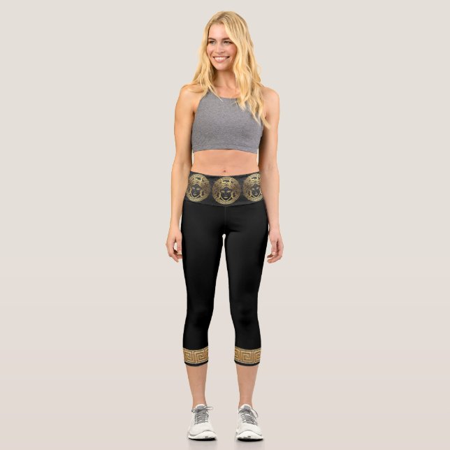 Golden Abstrakt Medusa Capri Leggings (Vorderseite)