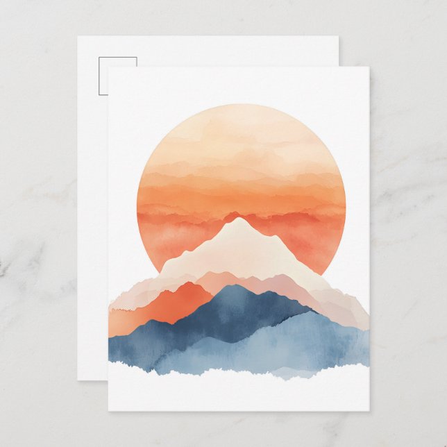 Golden Abstrakt Mountain Peak Ankündigungspostkarte (Vorne/Hinten)