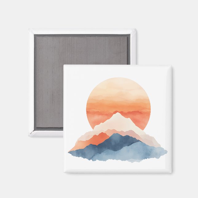 Golden Abstrakt Mountain Peak Magnet (Vorderseite/Rückseite)