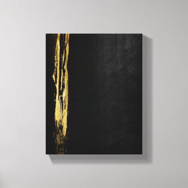 Golden Abstrakt Painting Black Background Leinwanddruck (Vorderseite)