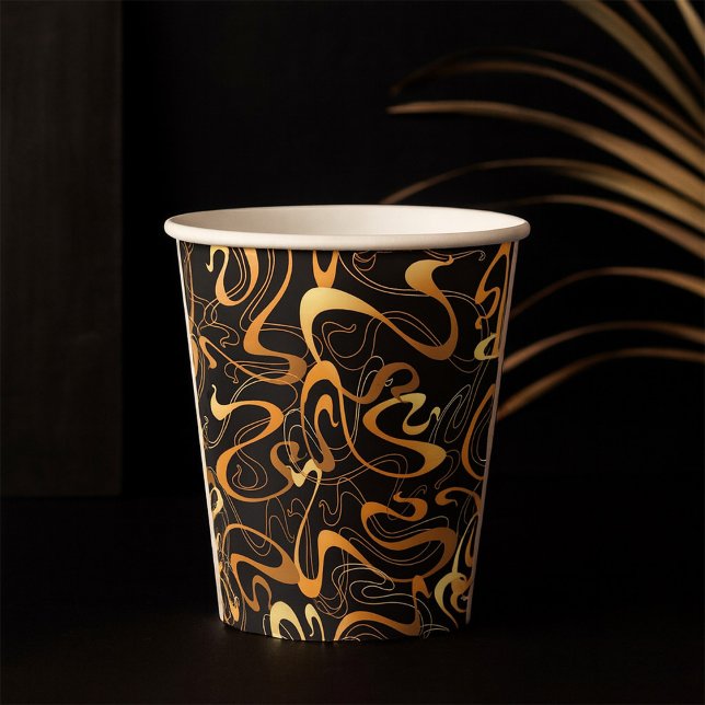 Golden Abstrakt Swirl Muster Pappbecher (Von Creator hochgeladen)