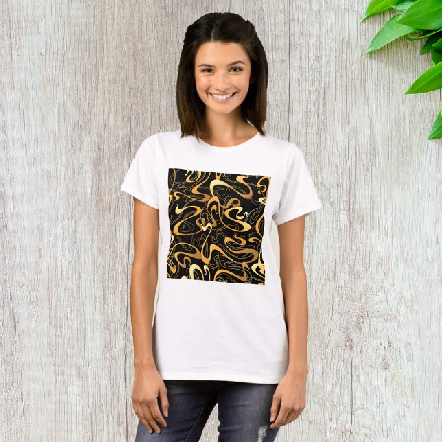 Golden Abstrakt Swirl Muster T-Shirt (Von Creator hochgeladen)
