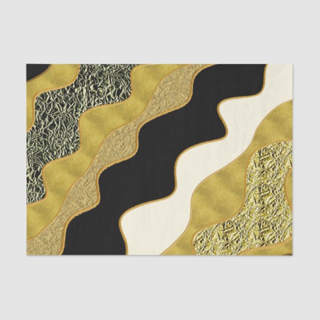 Golden Abstrakt Wave Modernes Gold Glam Trendy Seidenpapier (Vorderseite)