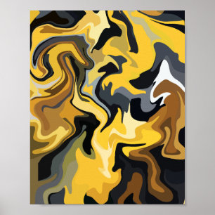 Golden Abstrakt Waves Poster