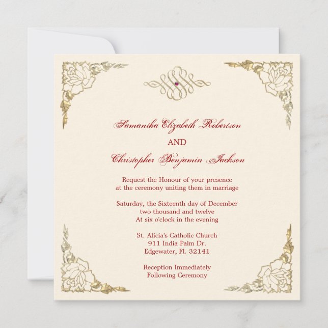 Golden Accent Gold Hochzeit Einladung (Vorderseite)