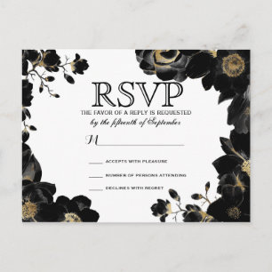 Golden Accented Black Floral UAWG Postkarten